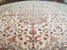 13' X 13'6" Authentic Fine Handmade Persian Tabriz Wool & Silk Rug Signed Oval Round Ivory Pink Wow - Jewel Rugs