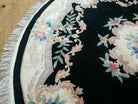 7' Vintage Round Handmade Chinese Peking Art Deco Wool Rug Flowers 90 Line - Jewel Rugs