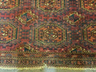 5' 5" X 7' Antique Handmade Tekkeh Turkoman Engsi Hatchli Wool Rug Red - Jewel Rugs