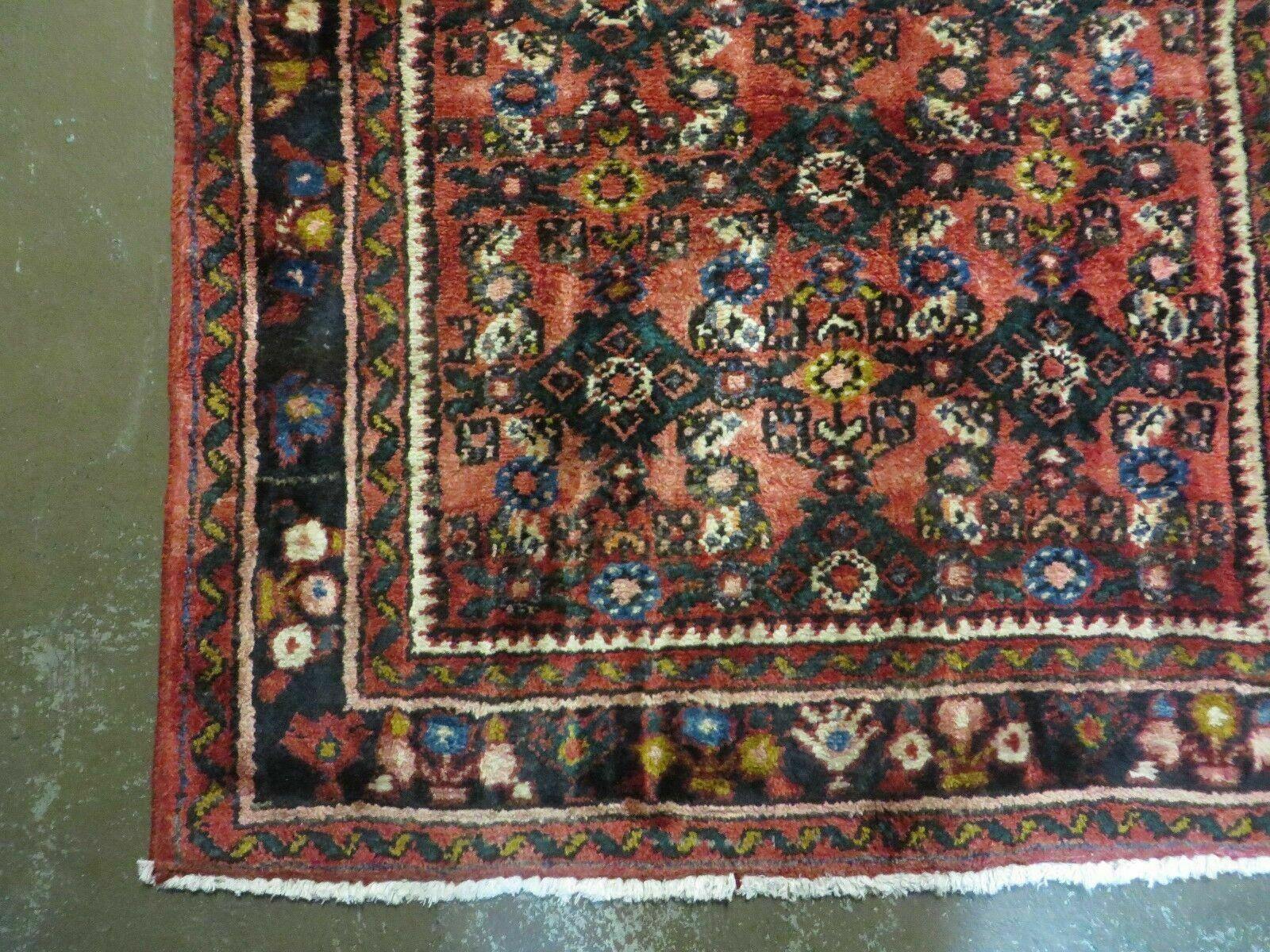 2' 10" X 9" Antique Handmade Indian Floral Wool Runner Rug Red Nice # 126 - Jewel Rugs