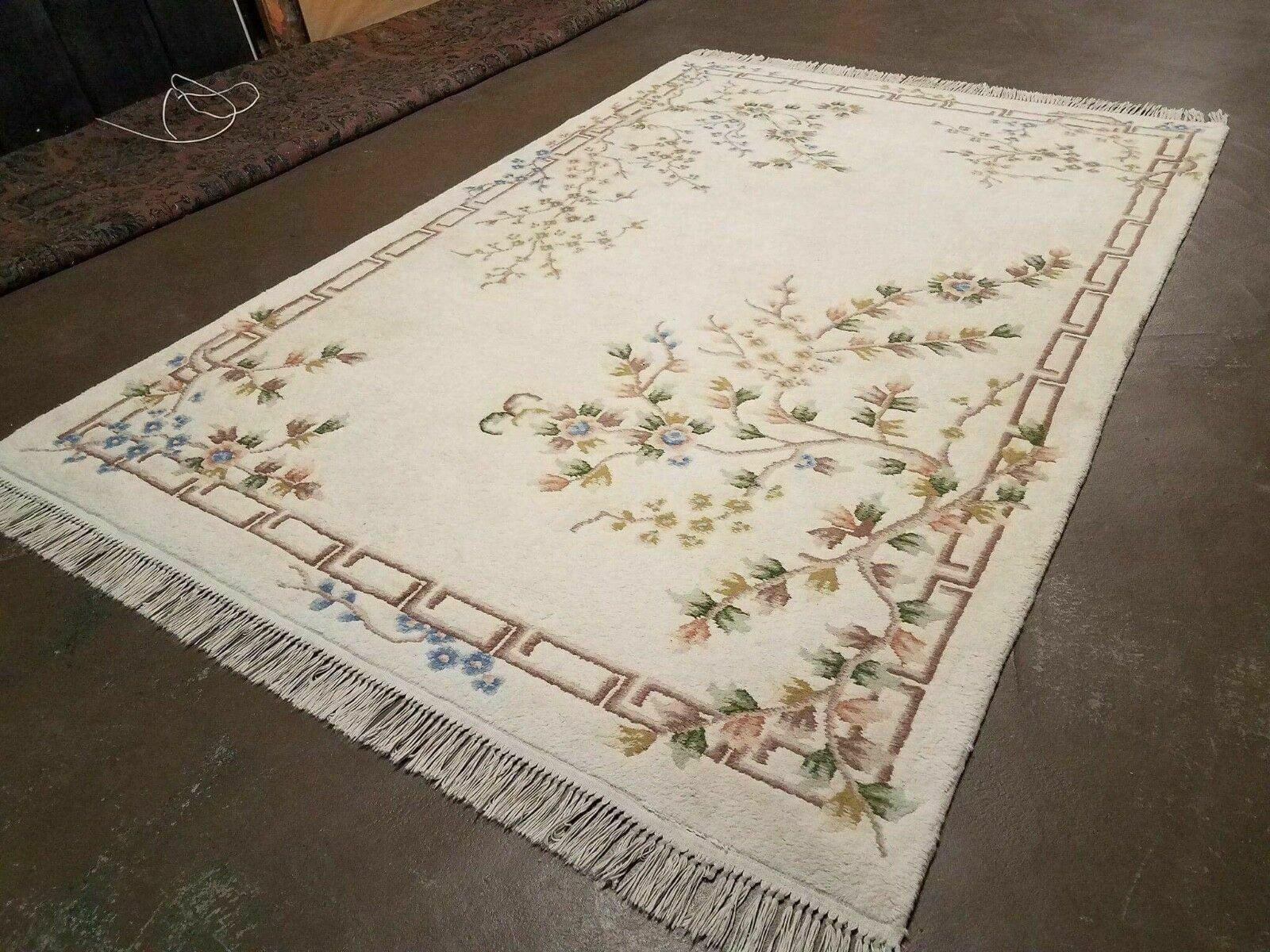 6' X 9' Vintage Handmade Indo Chinese Wool Rug Nice - Jewel Rugs