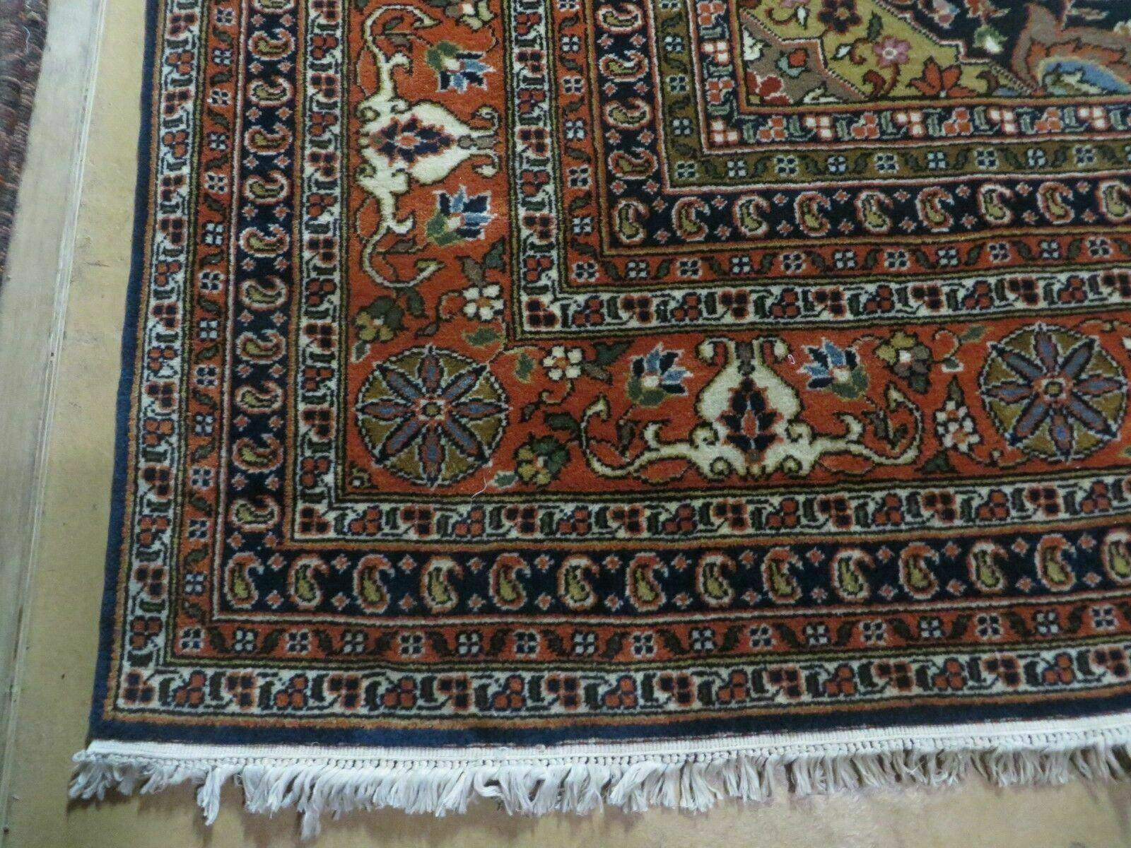 9' X 12' Vintage Fine Handmade India Floral Wool Rug Open Field Ivory Wow - Jewel Rugs