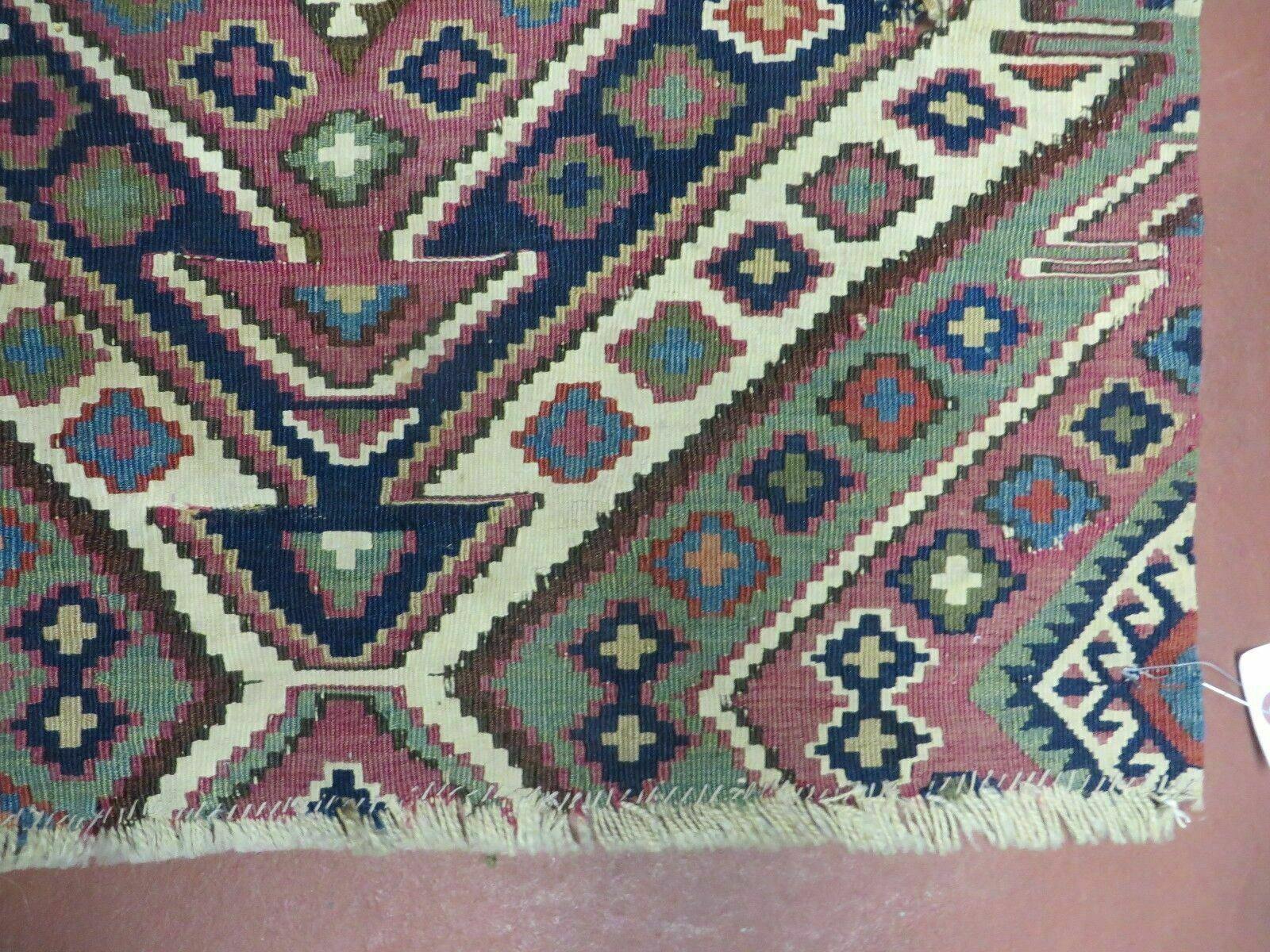 2' 1" X 4' 4" Antique Handmade Bagface Kilim Shirvan Caucasian Wool Rug Nice - Jewel Rugs