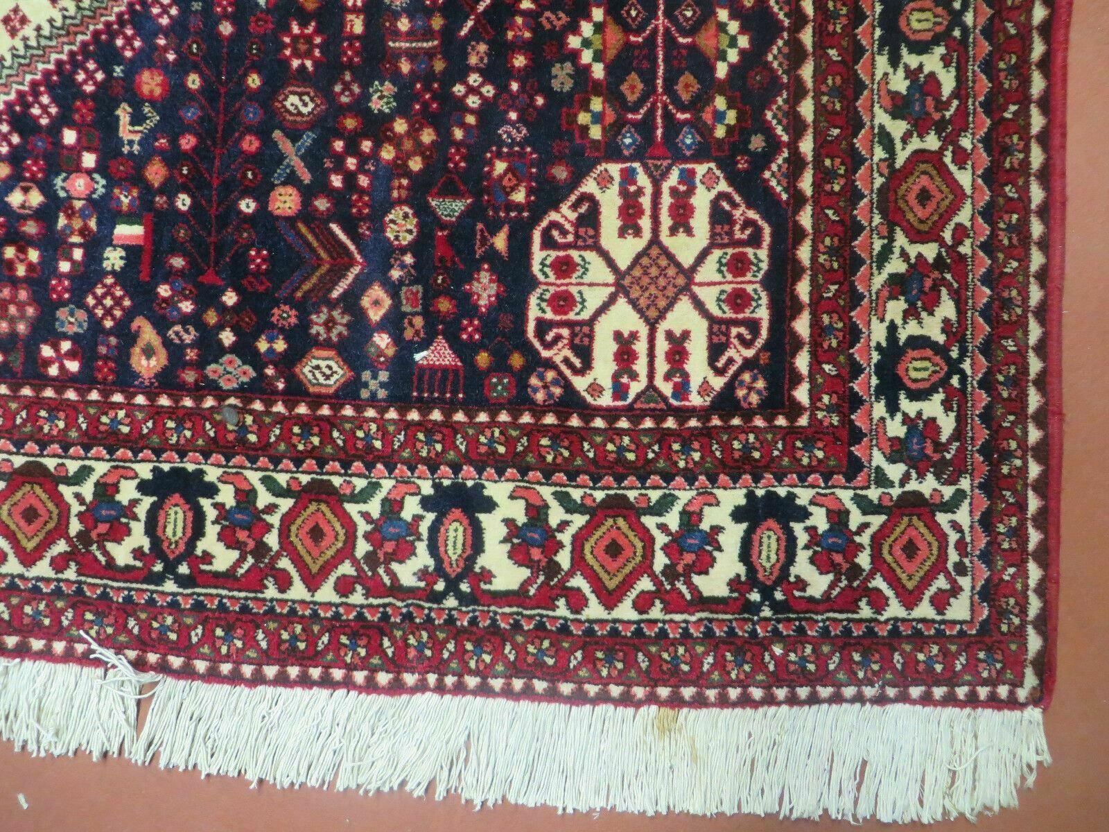 7' X 10' Vintage Handmade Indian Floral Wool Rug Hand Knotted Carpet Ivory Red - Jewel Rugs