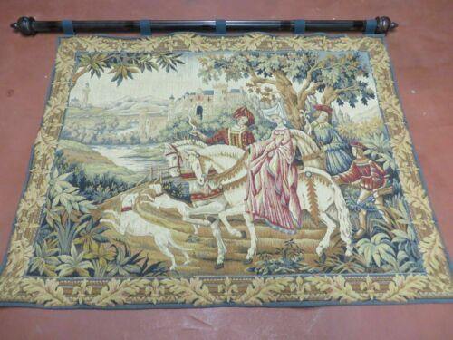 37" X 47" Medieval Royal Hunt Tapestry Marc Waymel Franklin Mint 1984 With Rod - Jewel Rugs