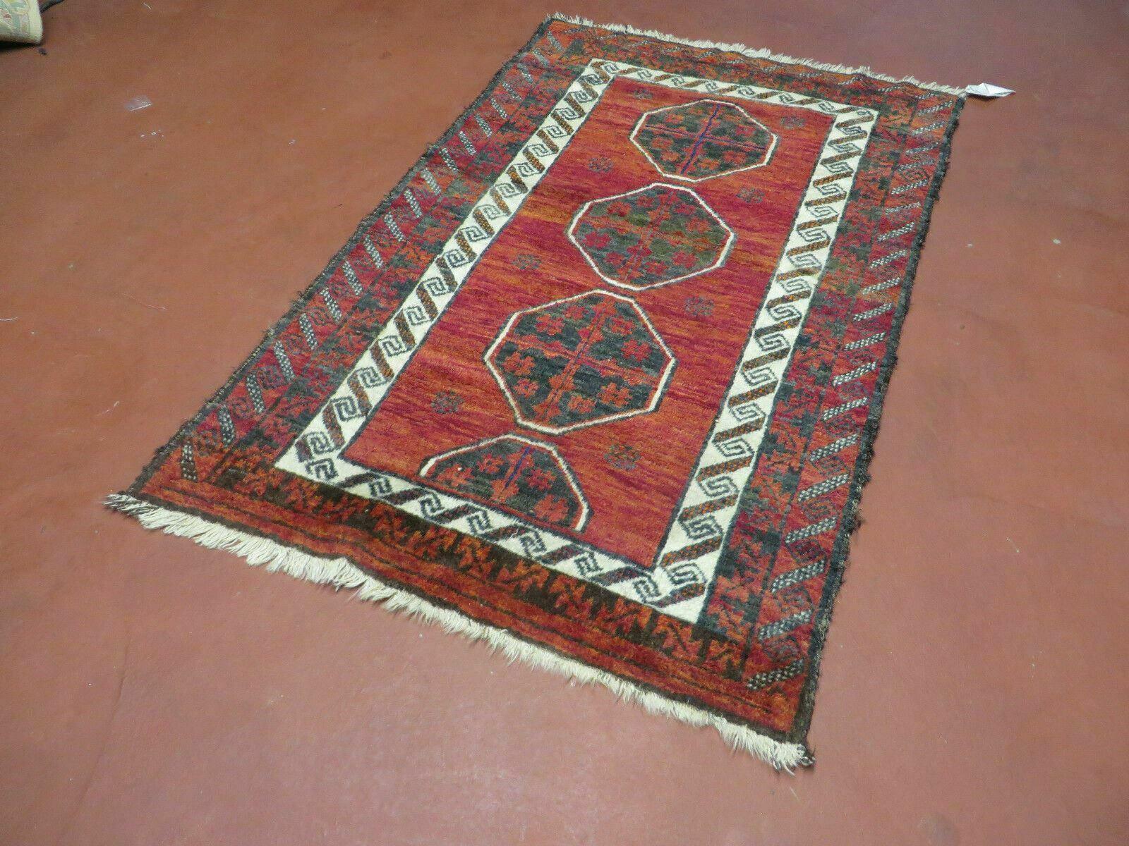 3' X 5' Vintage Handmade Afghan Balouch Wool Rug Mat Nice - Jewel Rugs