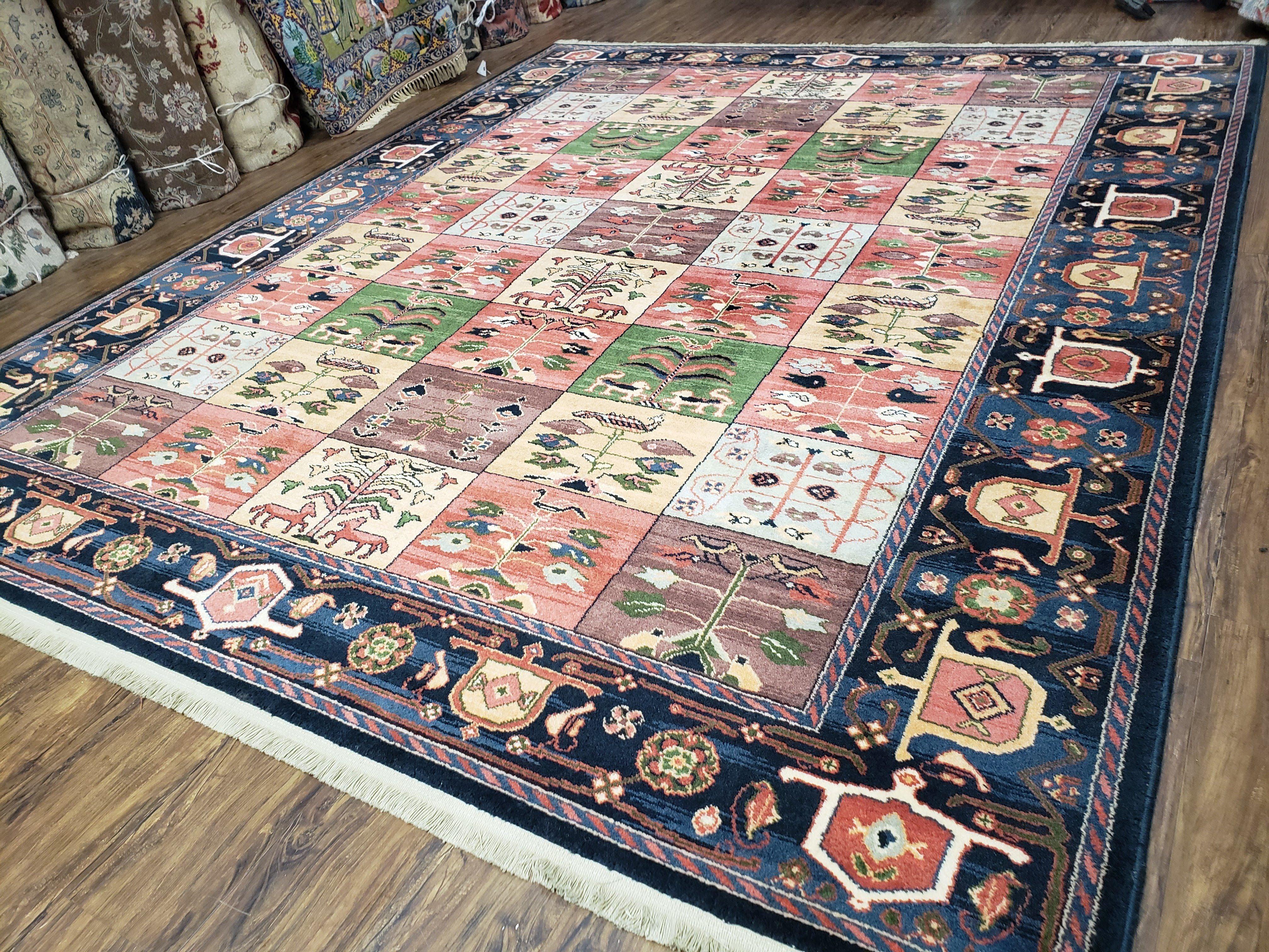 Karastan Rug 8'8" x 10' 6", Chahar Mahal Village Garden 605 Rug, Large Karastan Wool Area Rug, Vintage Karastan Carpet, Discontinued, Panel - Jewel Rugs