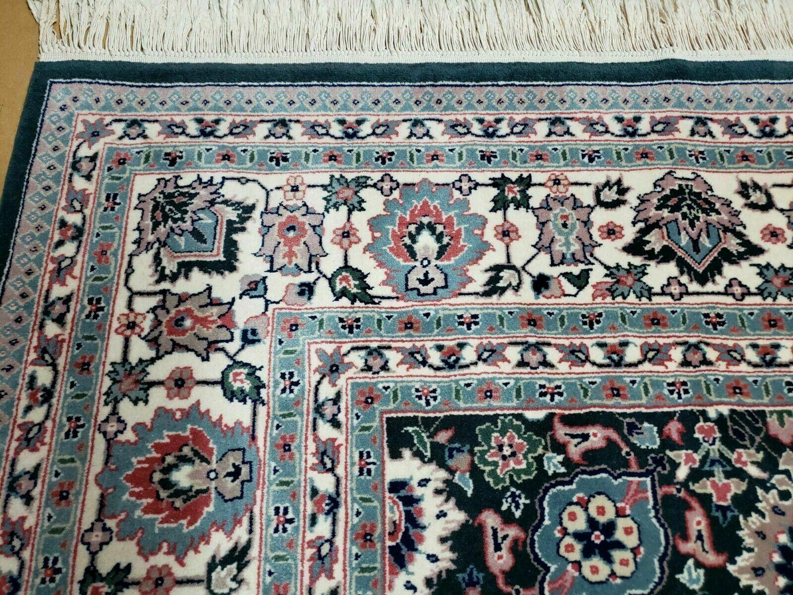 8' X 10' Handmade Indian Oriental Wool Rug Carpet Organic Dye Forest Green Nice - Jewel Rugs