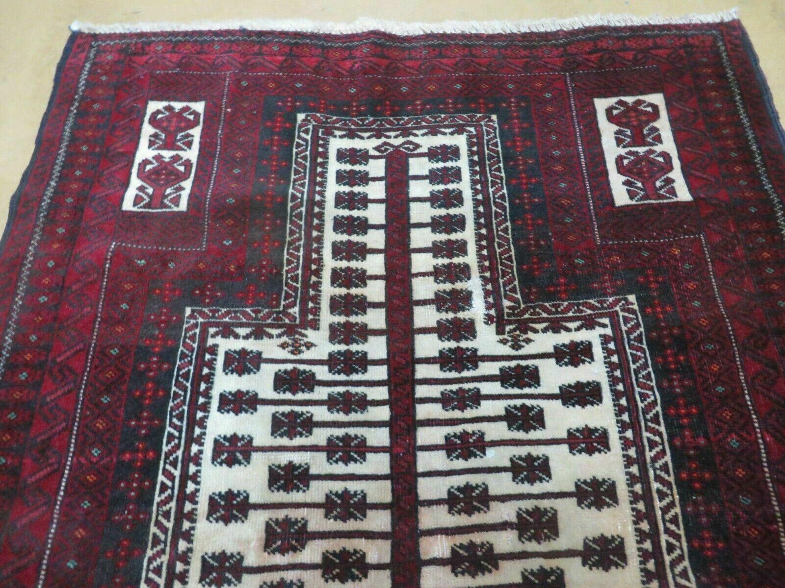 3' X 5' Antique Handmade Pakistan Baluchi Balouch Bokhara Wool Prayer Rug Nice - Jewel Rugs