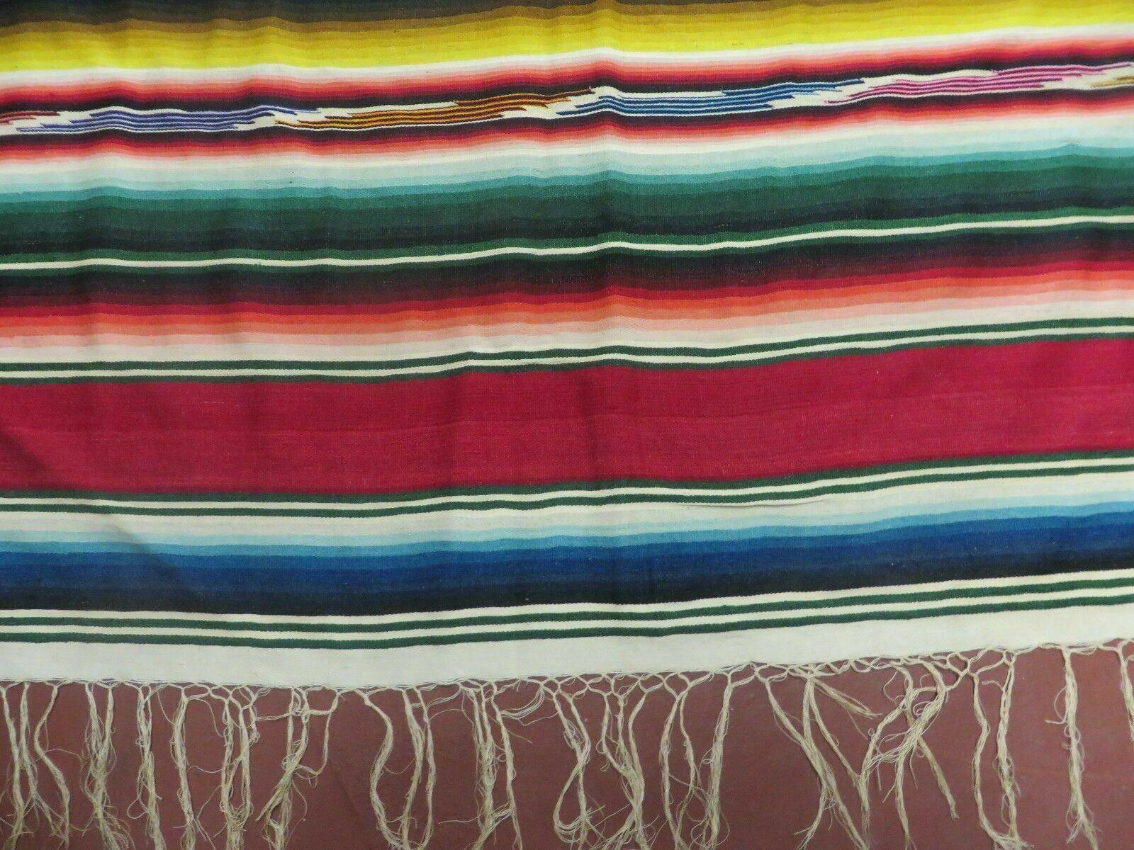 6' 7" X 8' Antique Handwoven Mexican Saltillo Blanket Rug Serape Wall Hanging - Jewel Rugs