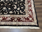 Sino Persian Rug 9x12, High Quality Oriental Carpet, Black and Maroon, Wool and Silk, Allover Floral Pattern, Hand Knotted, Vintage Rug Nice - Jewel Rugs