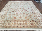 8' X 10' Vintage Handmade Oriental Floral Wool Rug Silk Accent Taupe Green Nice - Jewel Rugs