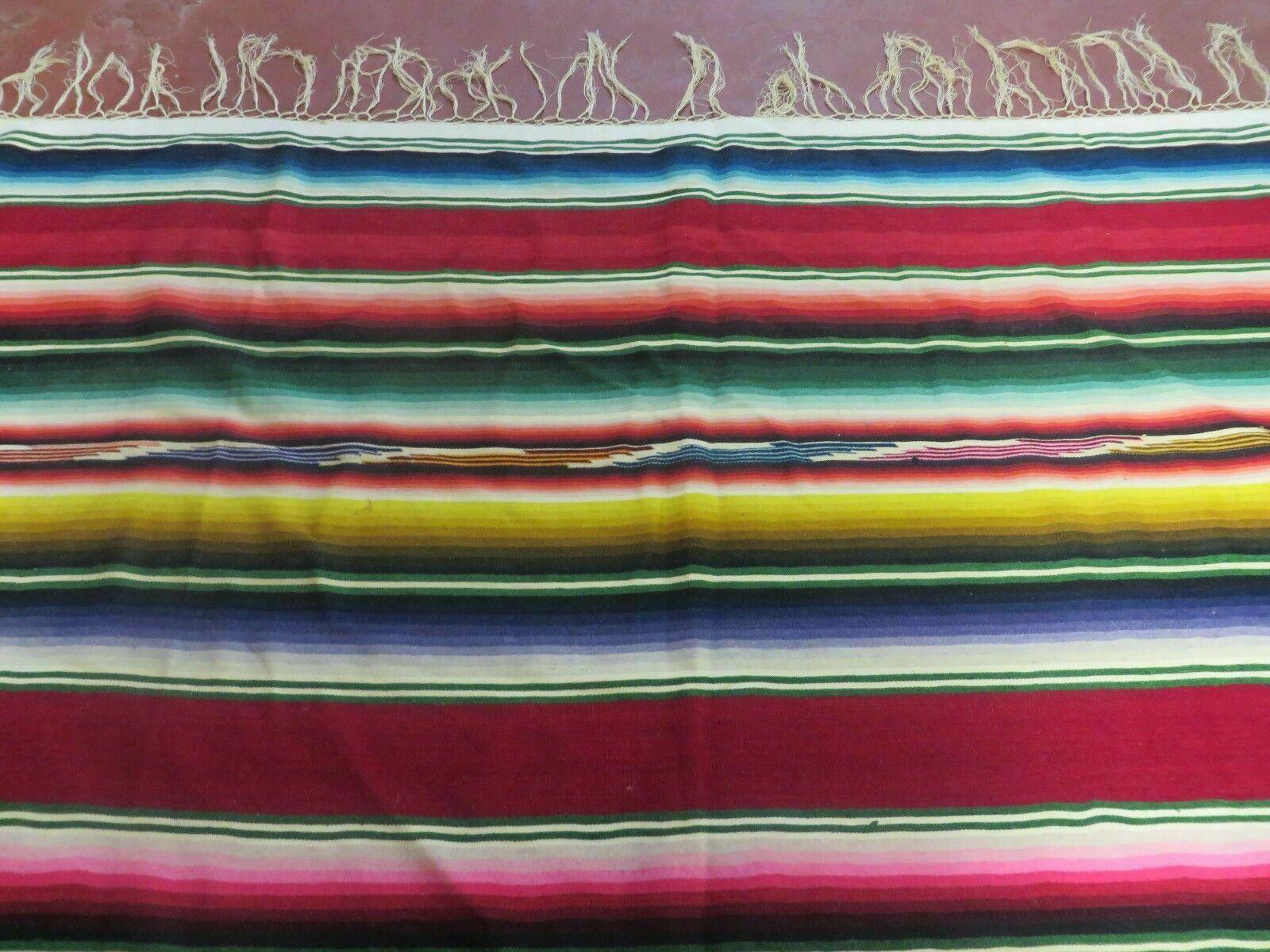 6' 7" X 8' Antique Handwoven Mexican Saltillo Blanket Rug Serape Wall Hanging - Jewel Rugs