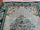 Vintage Light Teal & Green Chinese Art Deco Area Rug 6x9, Wool Hand-Knotted Carpet, 6 x 9 Nichols Rug, 1950s Birds Phoenix Rug, Pair A - Jewel Rugs