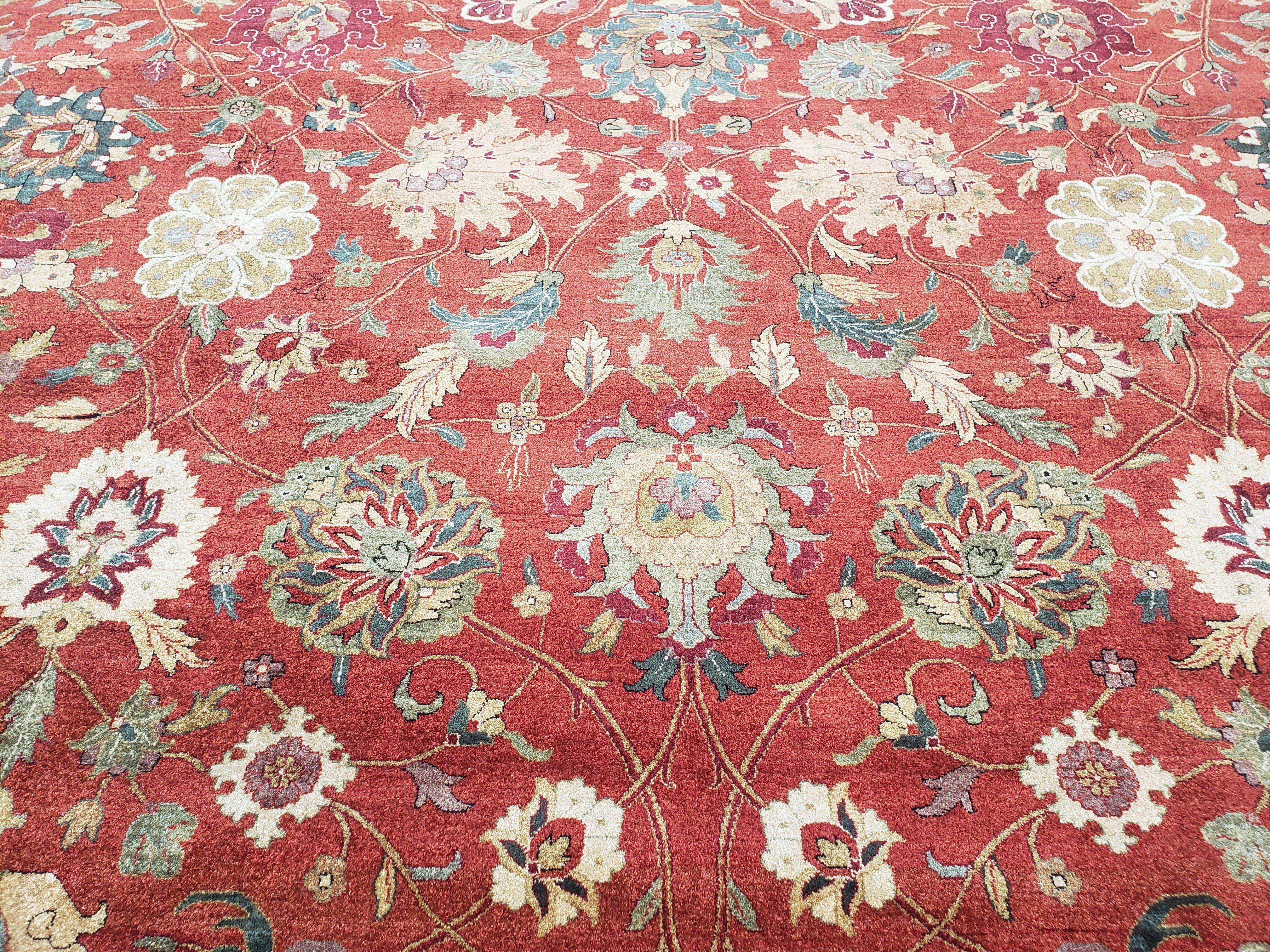 Oversized Indo Mahal Rug 14x17, Palace Sized X Large Hand Knotted Carpet Very Fine Vintage Traditional Large Living Room Dining Room Rug Red - Jewel Rugs