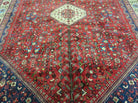 7' X 10' Vintage Handmade Indian Floral Wool Rug Hand Knotted Carpet Red Ivory - Jewel Rugs