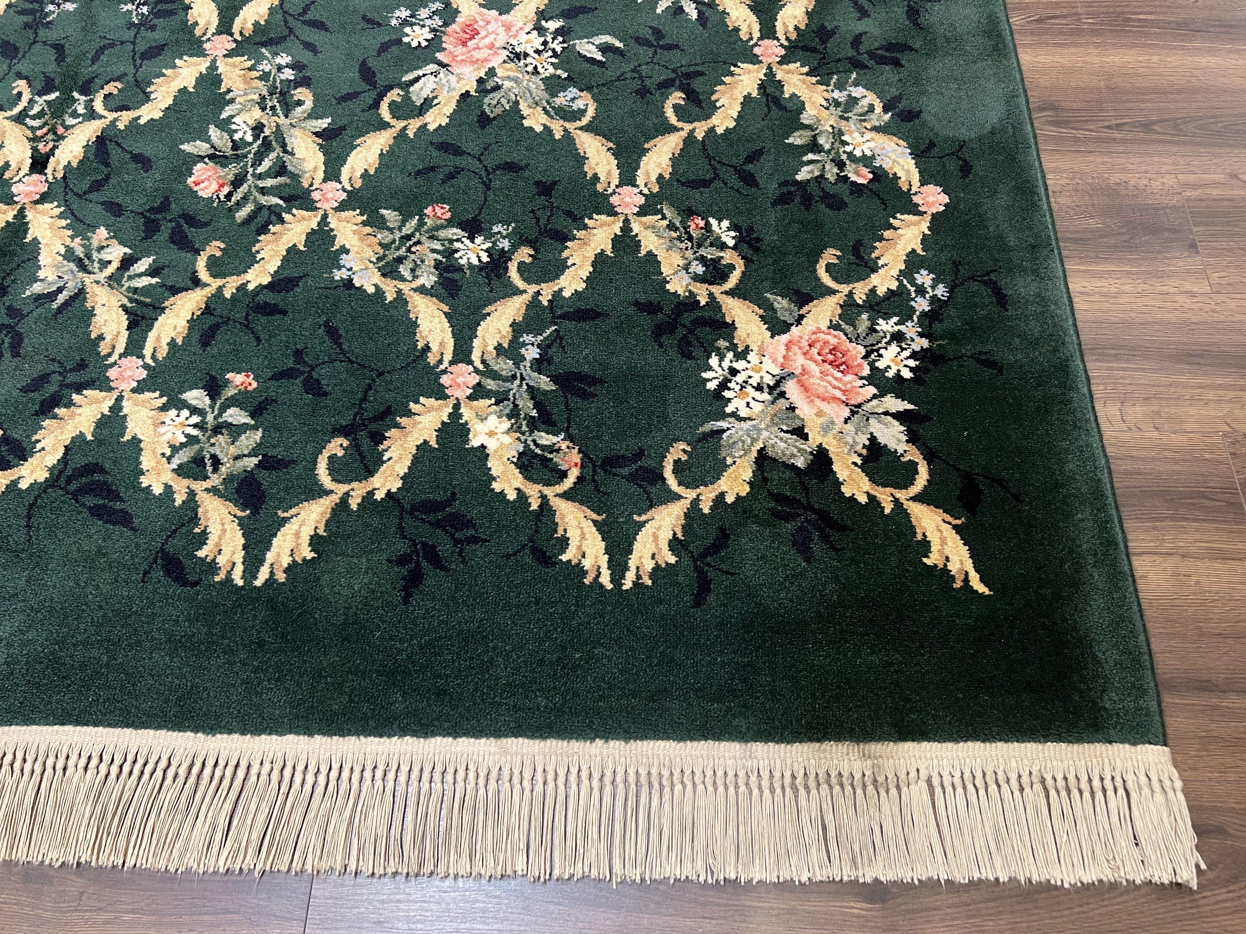 Karastan Garden of Eden Rug 8.8 x 11.8, Green Savonnerie 509/1733, Original Discontinued Karastan Rug, Floral Panel Wool Rug, Vintage Carpet - Jewel Rugs