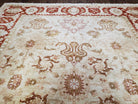 9' X 11' Handmade Beige and Red Floral Mahal Wool Rug - Jewel Rugs