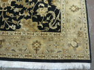 6' X 9' Handmade India Jaipur Floral Oriental Wool Rug Veg Dyes Black # M703 - Jewel Rugs