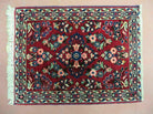 2' X 2.5' Vintage Handmade India Floral Oriental Rug Red - Jewel Rugs