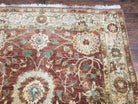 Wide Runner Rug 5 x 14.5, Vintage Indian Mahal Agra Hallway Carpet, Indo Persian Rug, Teawash, Handmade Wool Allover Large Flowers Red Beige - Jewel Rugs