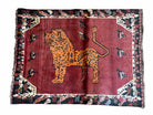 4 x 5 Antique Hand-knotted Lion Birds Handmade Quality Wool Rug Zagros Red Nice - Jewel Rugs