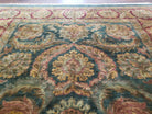 Large Indian Room Sized Rug 10x14, Indo Mahal Sultanabad Area Rug Dark Green Red, Wool Hand-Knotted Large Floral Carpet Soft Living Room Rug - Jewel Rugs