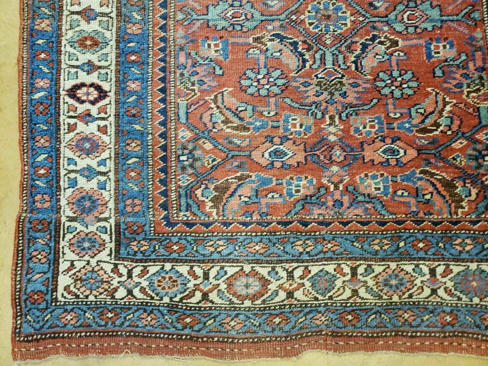 3' 8" X 11' Antique Handmade Turkish Wool Rug Veg Dye Runner Nice Rusted Red - Jewel Rugs