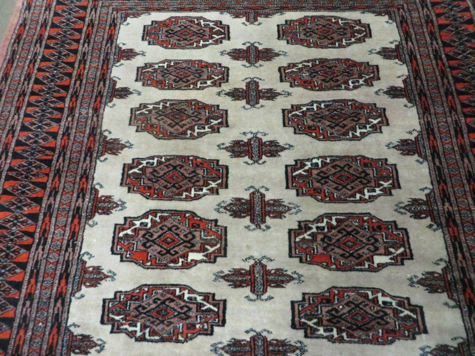 4' X 6' Vintage Handmade Bokhara Turkoman Pakistan Wool Rug Carpet Nice - Jewel Rugs