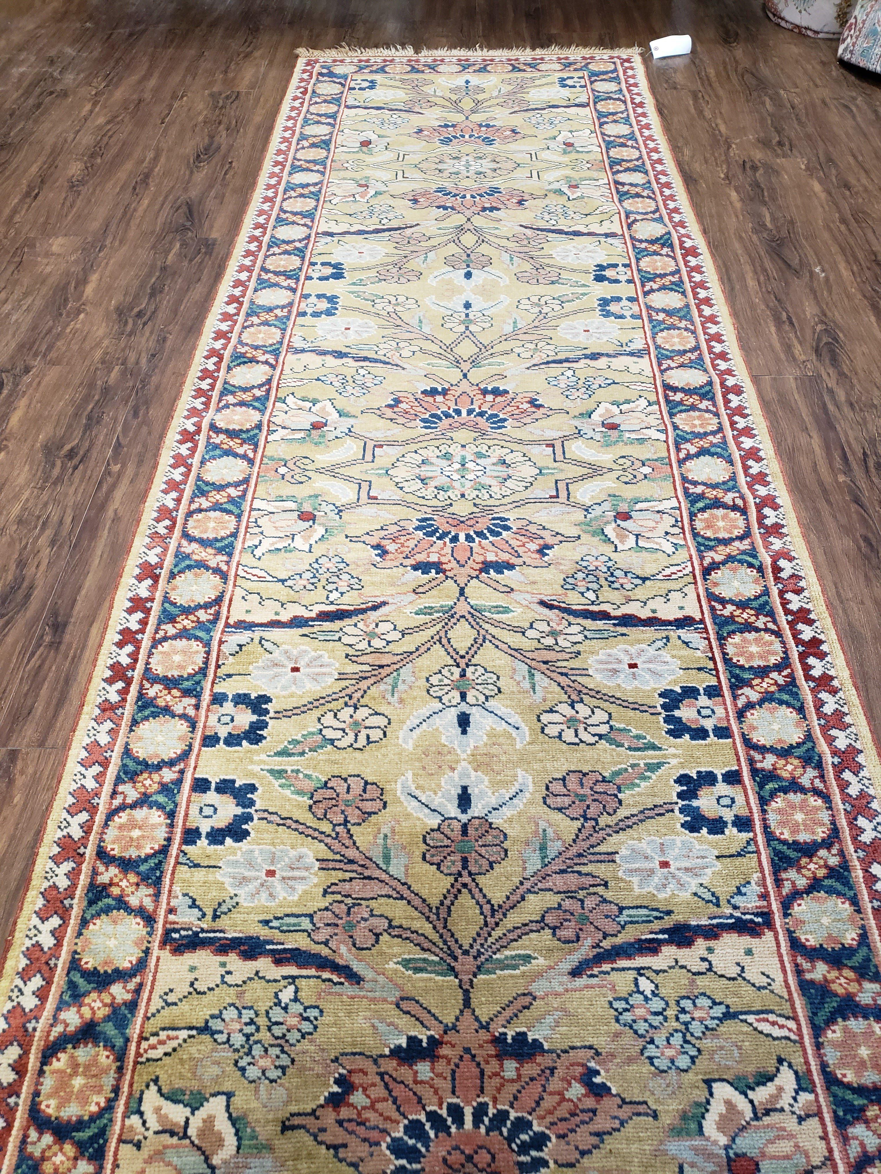 Hallway Runner Rug, Kitchen Runner, Sultanabad Hand Knotted Rug, Farmhouse Rug, 1950s Rug, Mahal Rug, Turkish Rug, Long Runner, Yellow - Jewel Rugs