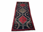 3 X 7 Handmade Wool Tribal Runner Rug Geometric Red Blue Boho Organic Dyes - Jewel Rugs