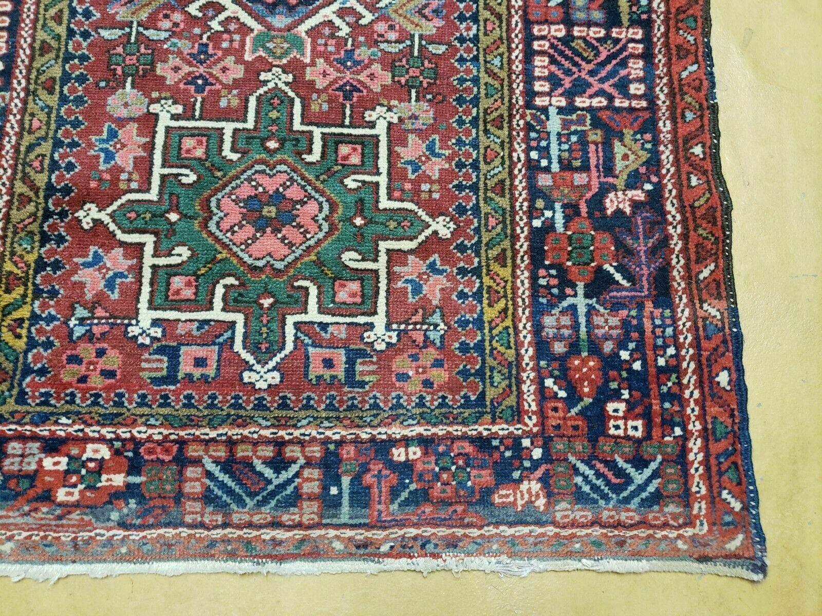 3' 3" X 4' 4" Handmade India Geometric Oriental Medallion Wool Rug Brick Color - Jewel Rugs