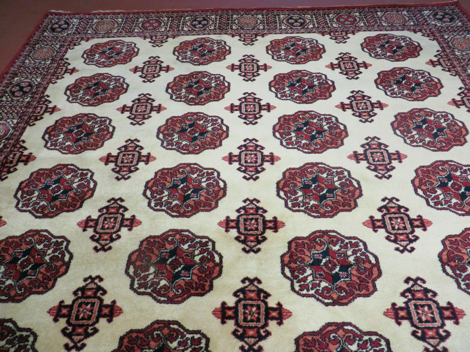 9' X 12' Karastan #704 Bokhara Pattern - Red & Ivory American Made Wool Rug Nice - Jewel Rugs