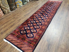 Vintage Turkoman Runner Rug, Hand-Knotted, Wool, Midnight Blue & Red, Oriental Runner, Turkmen Yamud Pakistan Rug 10ft Runner, 2'7" x 10' 3" - Jewel Rugs