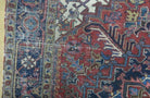 6'7" X 9' Antique Handmade India Geometric Oriental Wool Rug Organic Red Blue - Jewel Rugs