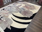 Chinese Wool Rug 9x12, Large Floral Modern Design, Soft Plush Pile, 120 Line Very Fine Chinese Carpet, Cream Gray Black, Unique Vintage Rug - Jewel Rugs