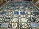 12' x 17' Palace Size Handmade Moroccan Urban Rabat Blue Panel Wool Area Rug - Blue and Beige - Jewel Rugs