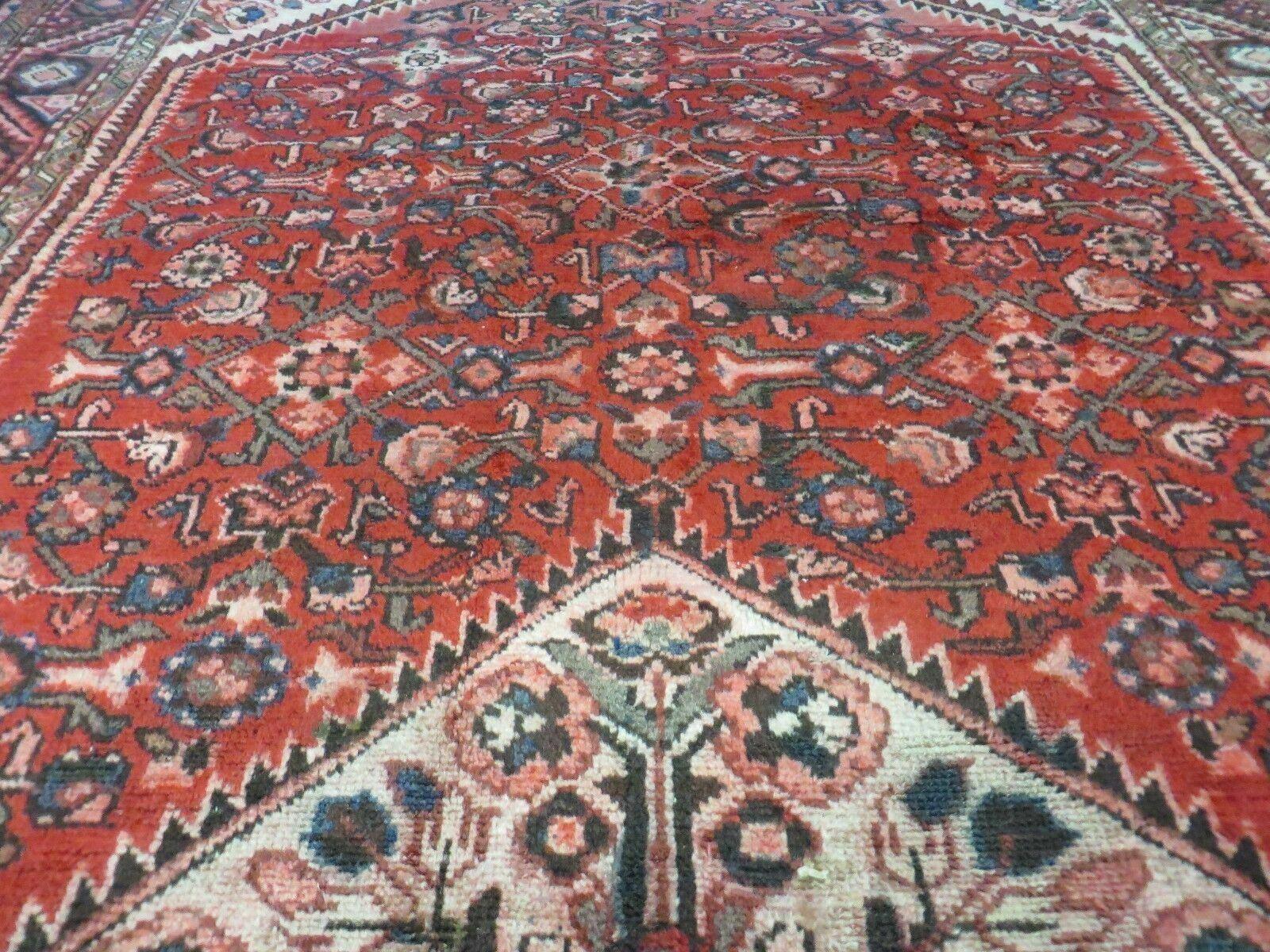 5' 6" X 10' Antique Handmade India Floral Oriental Wool Rug Veg Dyes Red Nice - Jewel Rugs