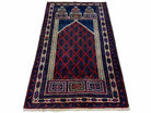 3x5 Vintage Handmade Tribal Wool Rug Balouchi Prayer Rug Afghan Rug Red Blue Wow - Jewel Rugs