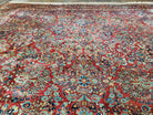 Stunning Semi Antique Palace Sized Persian Sarouk Rug, Hand-Knotted, Red and Dark Blue, Floral Allover, Wool, 14' x 17' 9" - Jewel Rugs