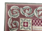 Traditional Aubusson Needlepoint Rug 9 x 12, Flowers, Flatweave Carpet, Hand-Knotted, Brand New, Cream Color, Green, Maroon Red, Wool - Jewel Rugs