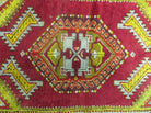 1.5' X 2.5' Antique Handmade Turkish Oushak Oshak Yastik Wool Rug Red Mat - Jewel Rugs