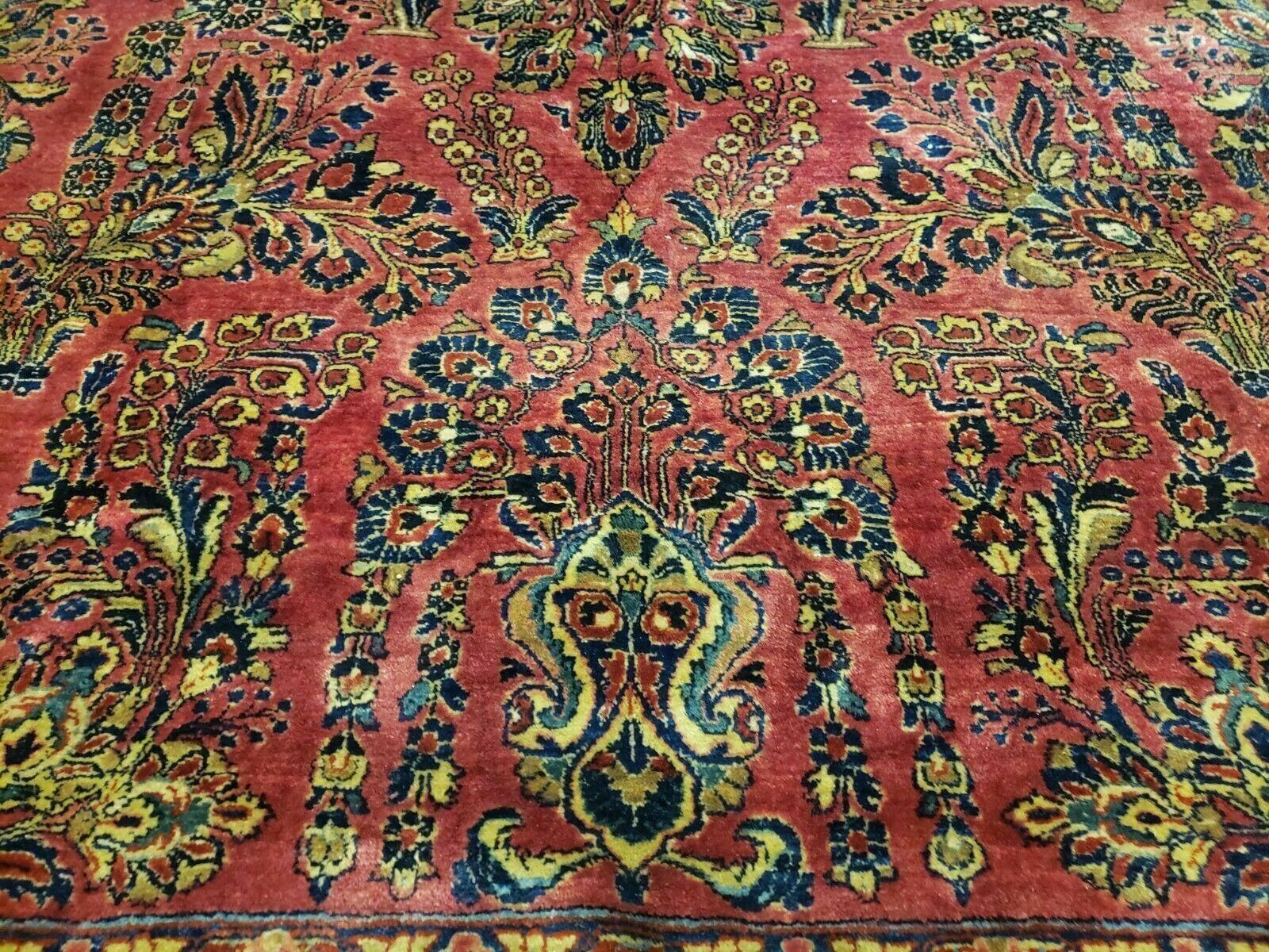 9' X 12' Authentic Antique Oriental Floral Red Allover Medallion Wool Rug Beauty - Jewel Rugs