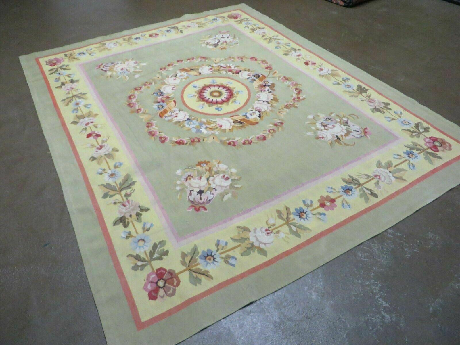 5' X 7' Vintage Handmade Aubusson Needlepoint Flat Pile Weave Wool Rug Nice - Jewel Rugs