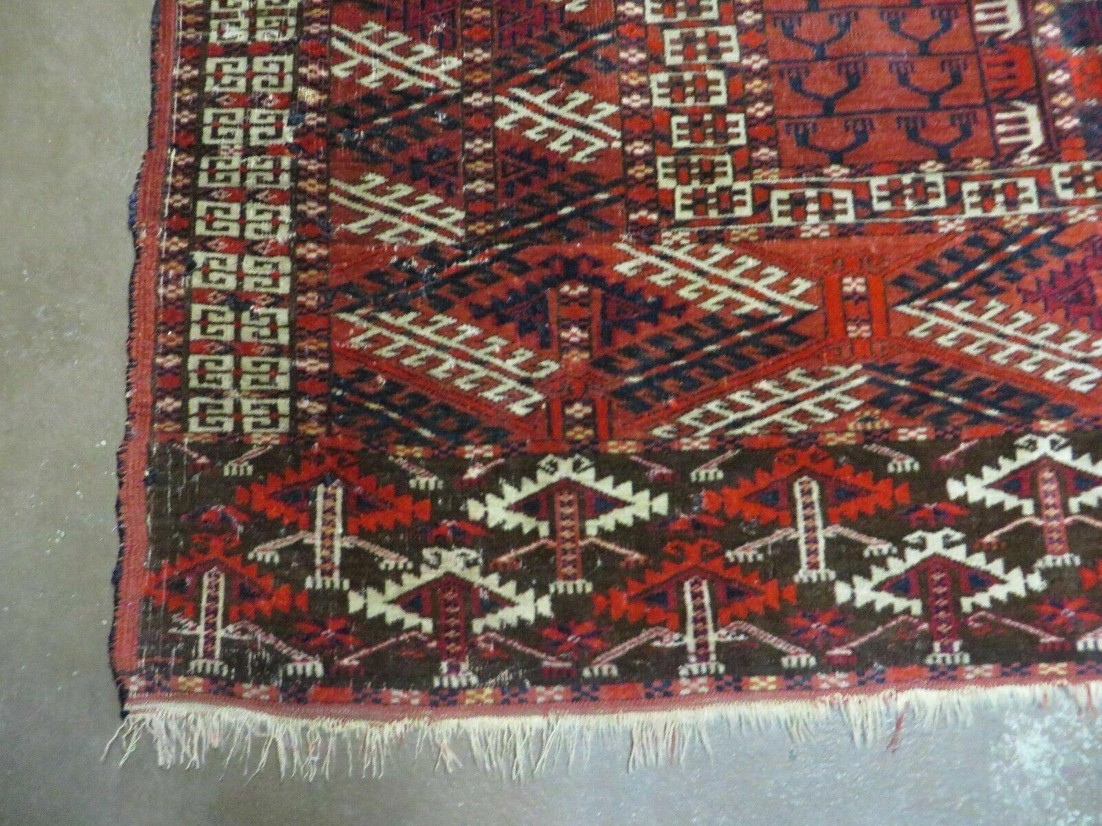 4' X 4' Antique Handmade Fine Tekkeh Turkoman Engsi Hatchli 4 Seasons Wool Rug - Jewel Rugs