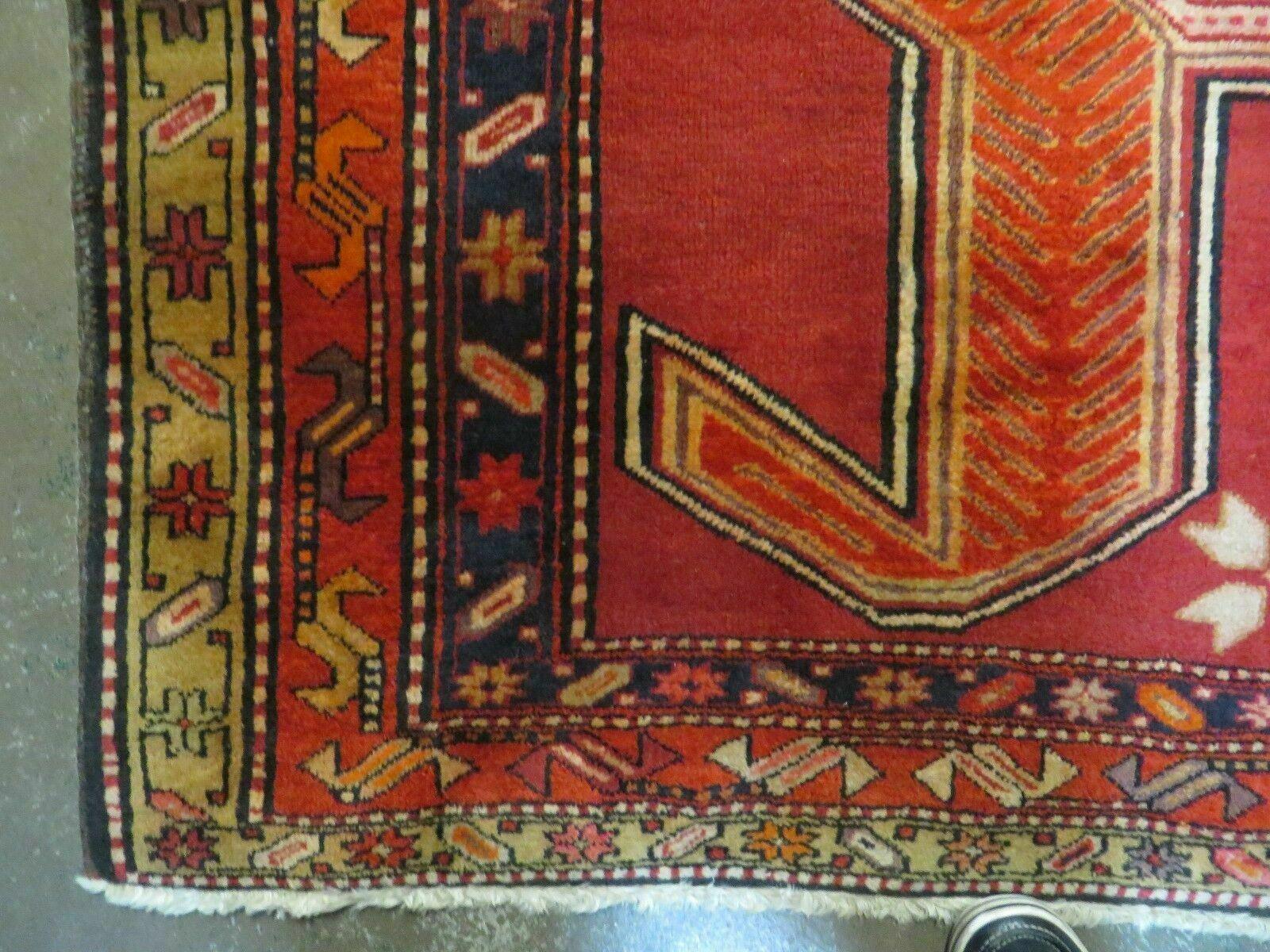 4' 10" X 11' Antique Handmade Turkish Kazak Wool Rug SHIELD Hand Knotted Red - Jewel Rugs