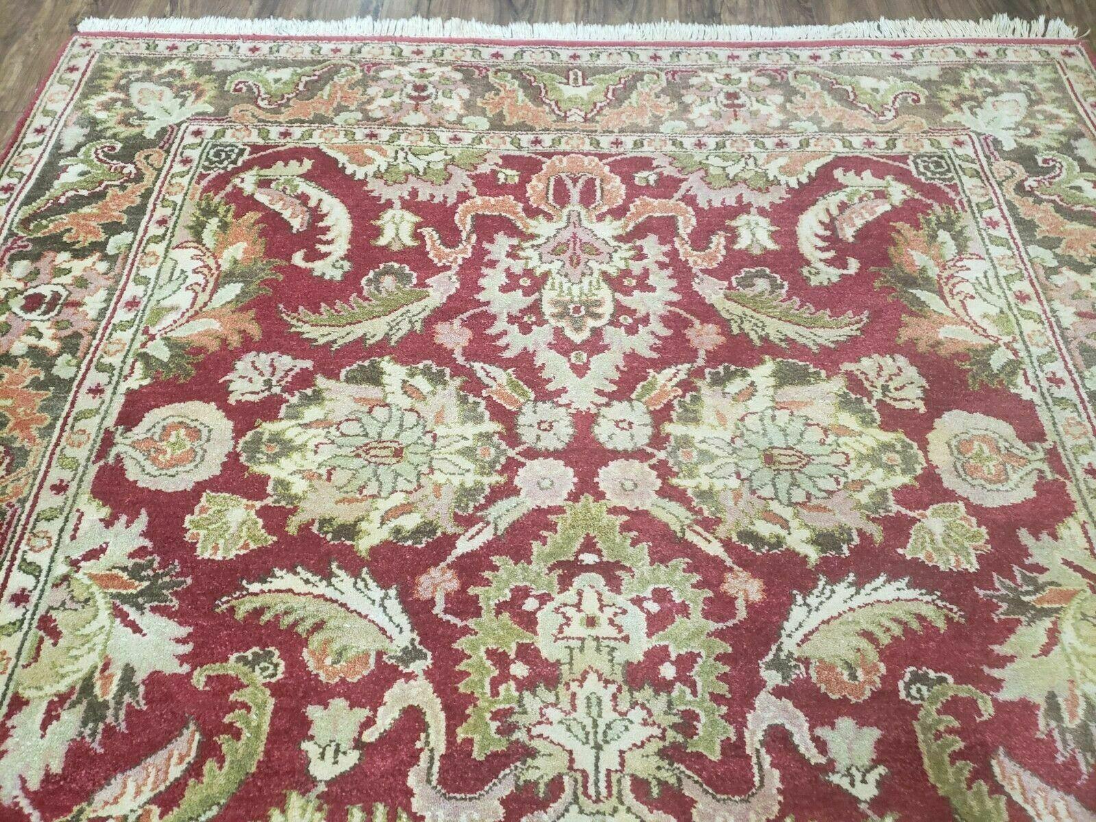 6' X 9' Hand Knotted Indian Sultanabad Agra Wool Rug Vegetable Dyes Handmade - Jewel Rugs