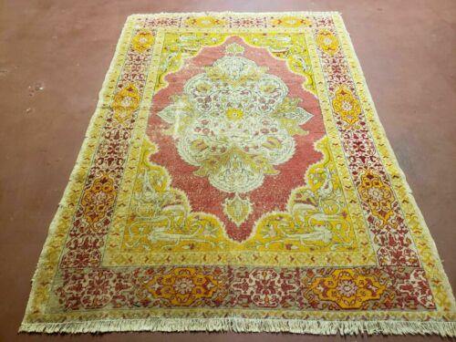 4' X 6' Antique Handmade Turkish Prayer Melas Oushak Wool Rug Gold Mustard Nice - Jewel Rugs