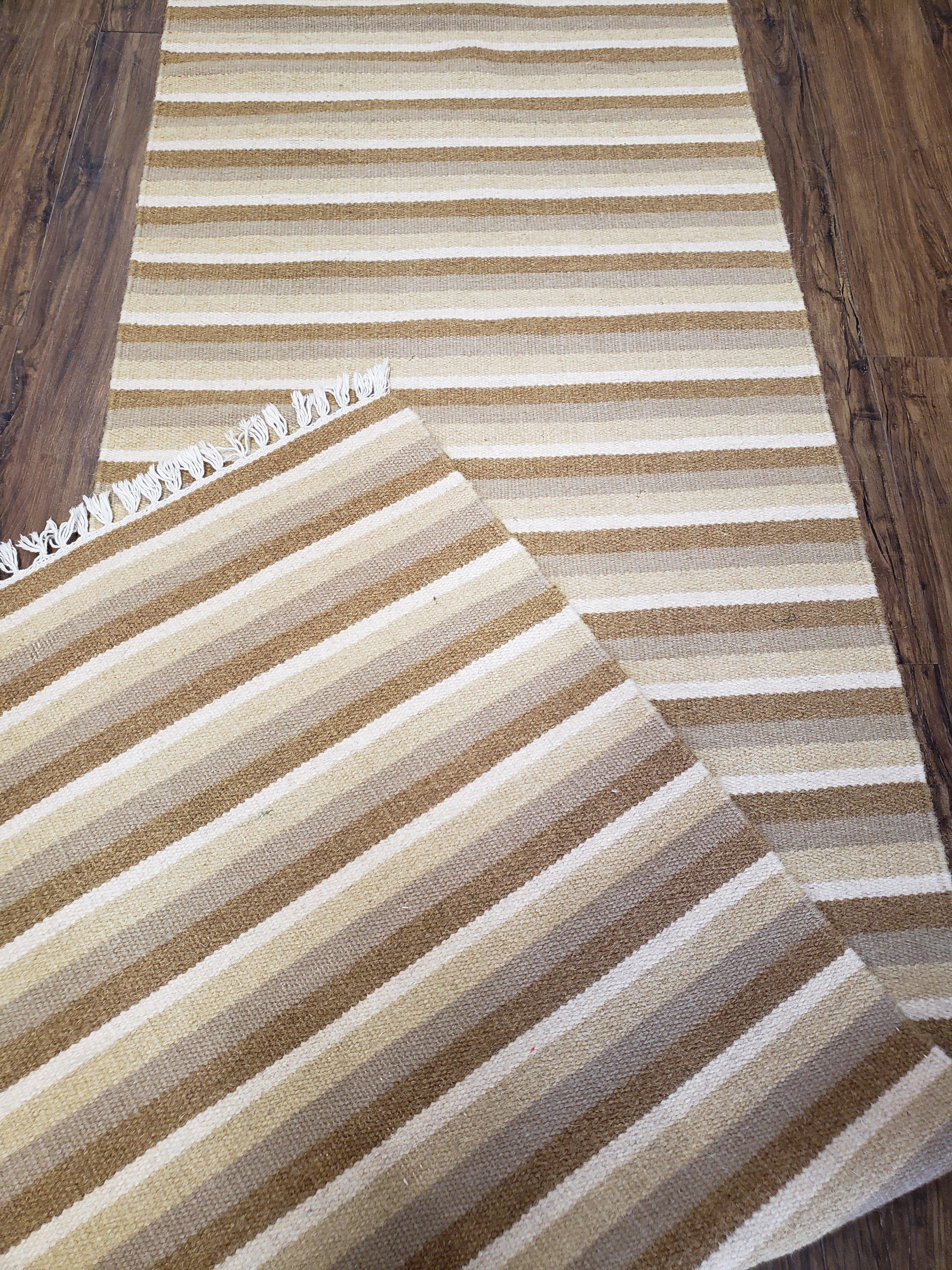 Striped Runner Rug, Flatweave Runner Rug, Hallway Runner, 15 ft Carpet Runner for Hall, Earth Tone Colors, Handmade Hand Woven Farmhouse Rug - Jewel Rugs