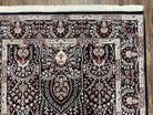 Fine Indo Kirman Persian Rug 3'9" x 6', Floral Allover Millefleurs, Persian Vase Rug Vintage Oriental Carpet Wool Handmade Black Indian Rug - Jewel Rugs